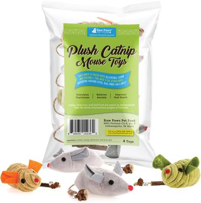 Show full view: Raw Paws Catnip Filled Mouse Cat Toy with Silvervine, Gall Fruit, & Bell, 4 count slide 2 of 8