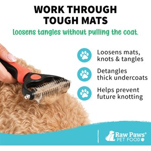 Raw Paws Dual-Sided Undercoat Rake & Dematting Tool for Dogs & Cats