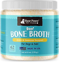 Raw Paws Grass-Fed Beef Bone Broth Powder for Dogs & Cats, Pet Supplement & Grain-Free Food Topper, 6-oz jar slide 1 of 6