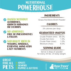 Raw Paws Grass-Fed Beef Bone Broth Powder for Dogs & Cats, Pet Supplement & Grain-Free Food Topper, 6-oz jar slide 2 of 6