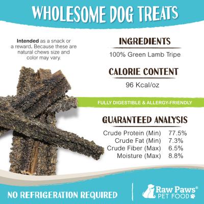 Show full view: Raw Paws Green Lamb Tripe 6-in Sticks Dog Chews, 10 count slide 5 of 9