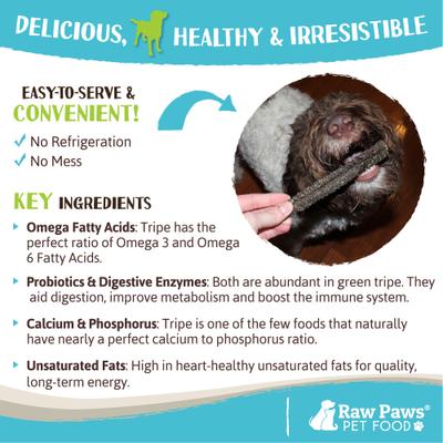 Show full view: Raw Paws Green Lamb Tripe 6-in Sticks Dog Chews, 10 count slide 6 of 9