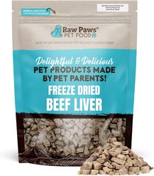 Raw Paws Beef Liver Freeze-Dried Dog Treats, 16-oz bag