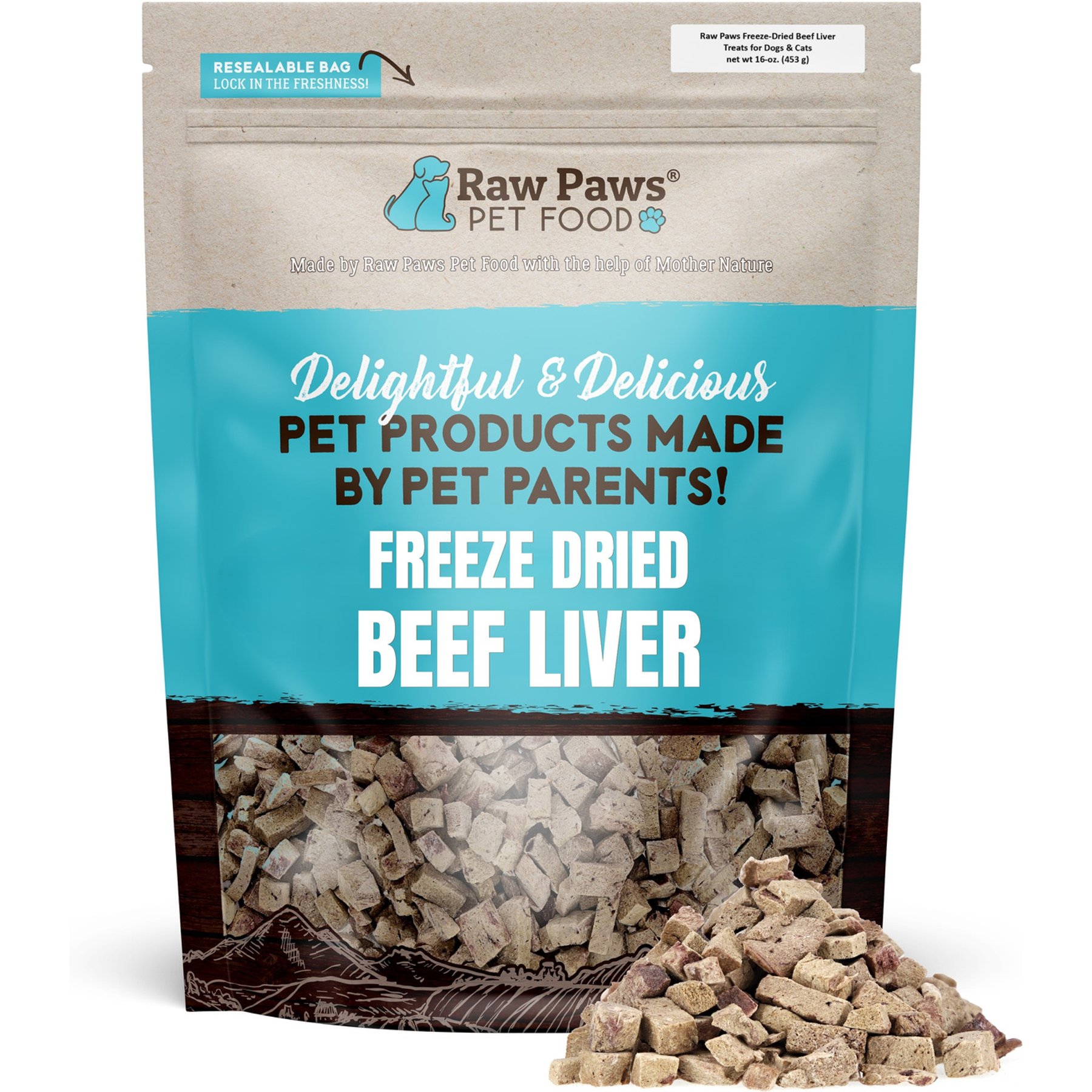 Raw Paws High Protein Freeze-Dried Beef Liver Flavored Dog Treats, 16-oz bag