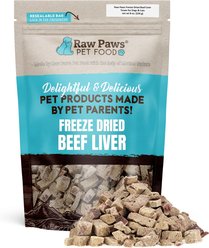 Raw Paws High Protein Freeze-Dried Beef Liver Flavored Dog Treats, 8-oz bag