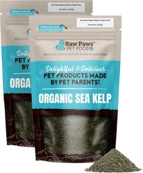 Raw Paws Organic Sea Kelp Powder Supplement Food Topper for Dogs & Cats, 16-oz bundle