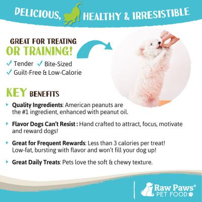 Show full view: Raw Paws Peanut Butter Chicken-Free Adult Soft & Chewy Training Dog Treats, 6-oz bag slide 6 of 7