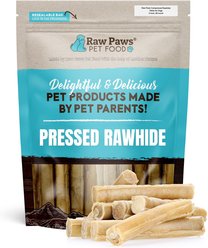 Raw Paws Pressed 4-inch Rawhide Buffalo Dog Chew Bone, 20 count