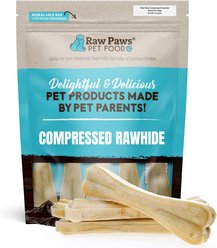 Raw Paws Pressed 8-inch Rawhide Buffalo Dog Chew Bone, 5 count