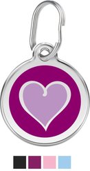 Red Dingo 2 Toned Heart Stainless Steel Personalized Dog & Cat ID Tag, Purple, Medium