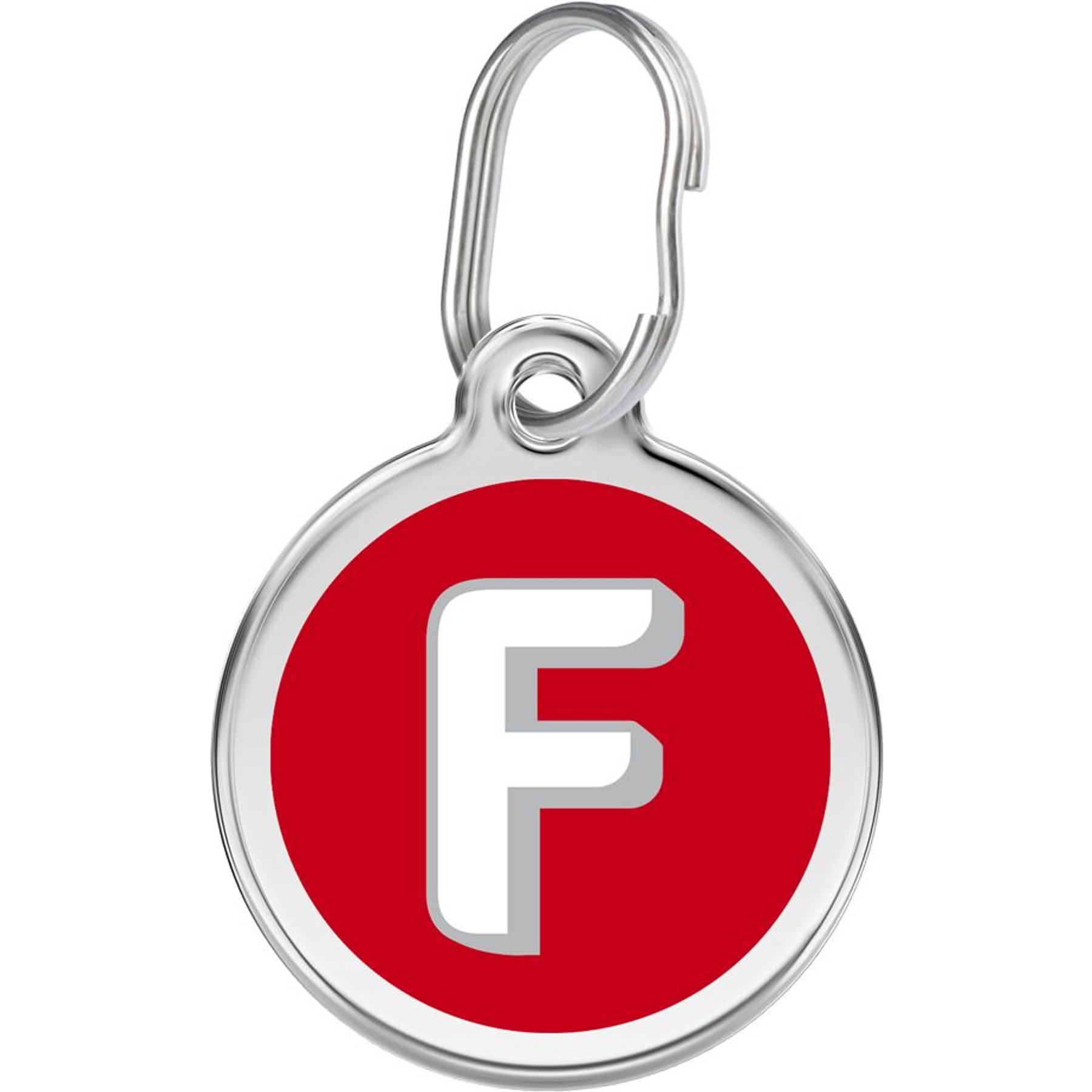 Red Dingo Alphabet Stainless Steel Personalized Dog & Cat ID Tag, Letter F, Medium