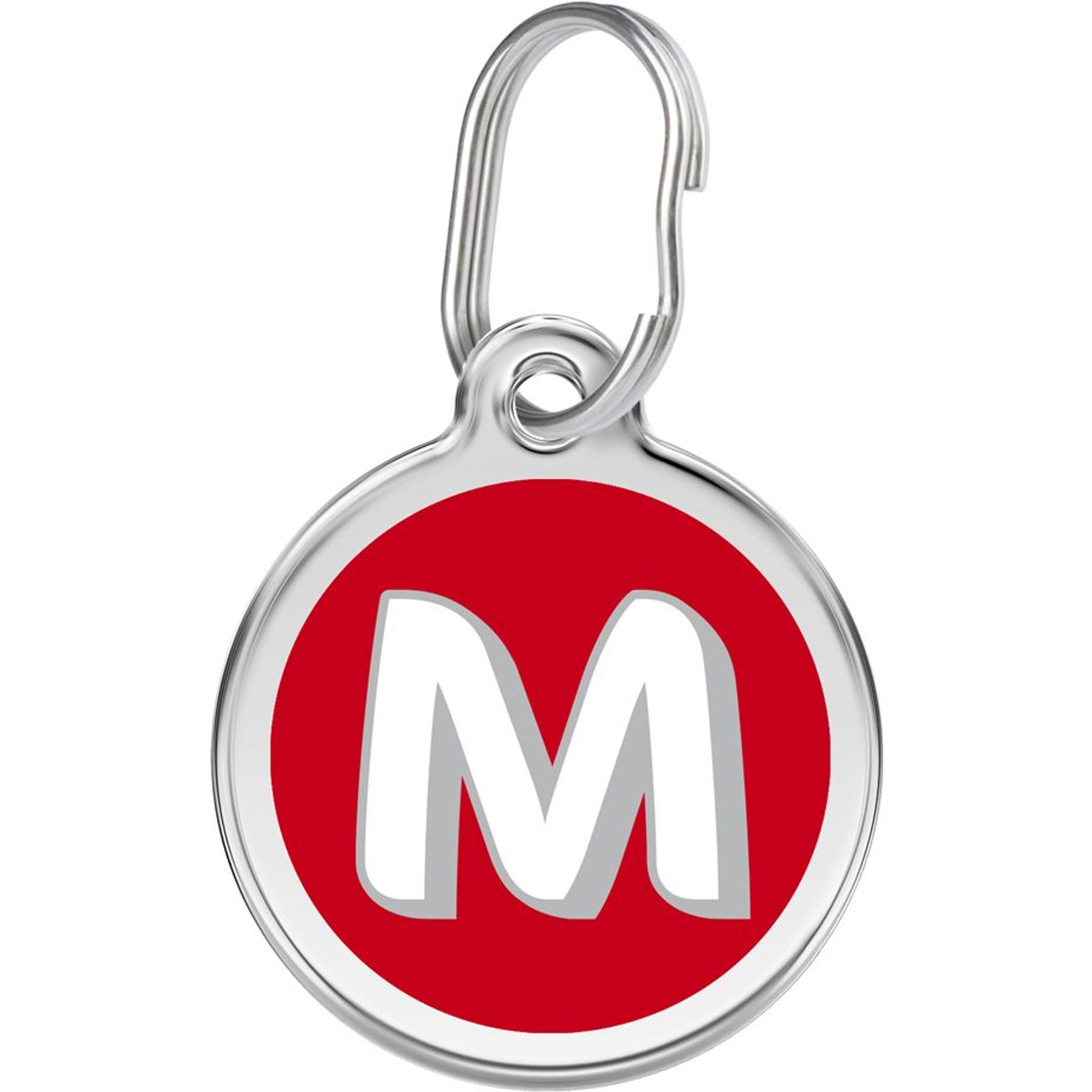 Red Dingo Alphabet Stainless Steel Personalized Dog & Cat ID Tag, Letter M, Small