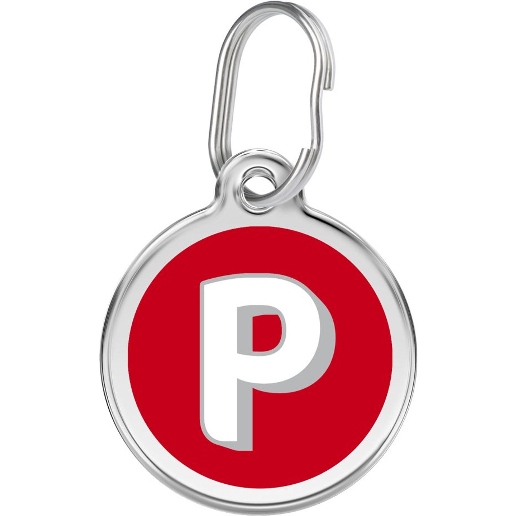 Red Dingo Alphabet Stainless Steel Personalized Dog & Cat ID Tag, Letter P, Small