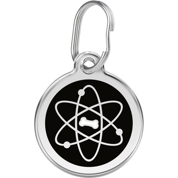 Red Dingo Atom Stainless Steel Personalized Dog & Cat ID Tag, Black
