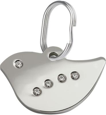 Show full view: Red Dingo Bird Crystal Diamante Stainless Steel Personalized Dog & Cat ID Tag, Large slide 1 of 6