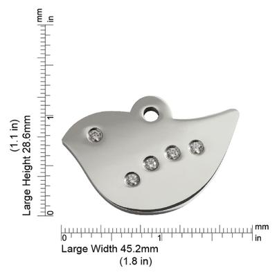 Show full view: Red Dingo Bird Crystal Diamante Stainless Steel Personalized Dog & Cat ID Tag, Large slide 2 of 6