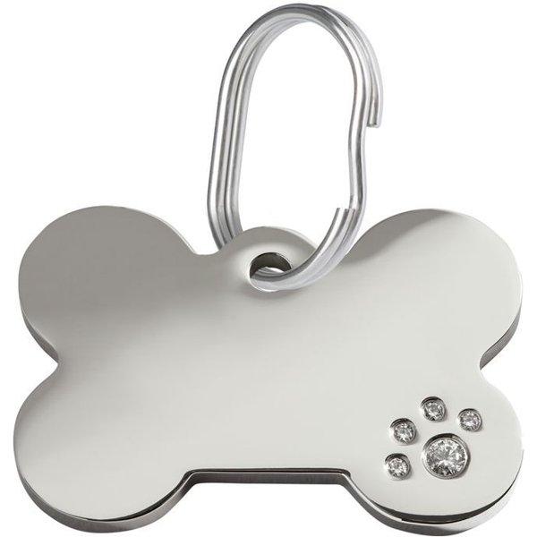 Red Dingo Bone in Bowl Stainless Steel Personalized Dog ID Tag