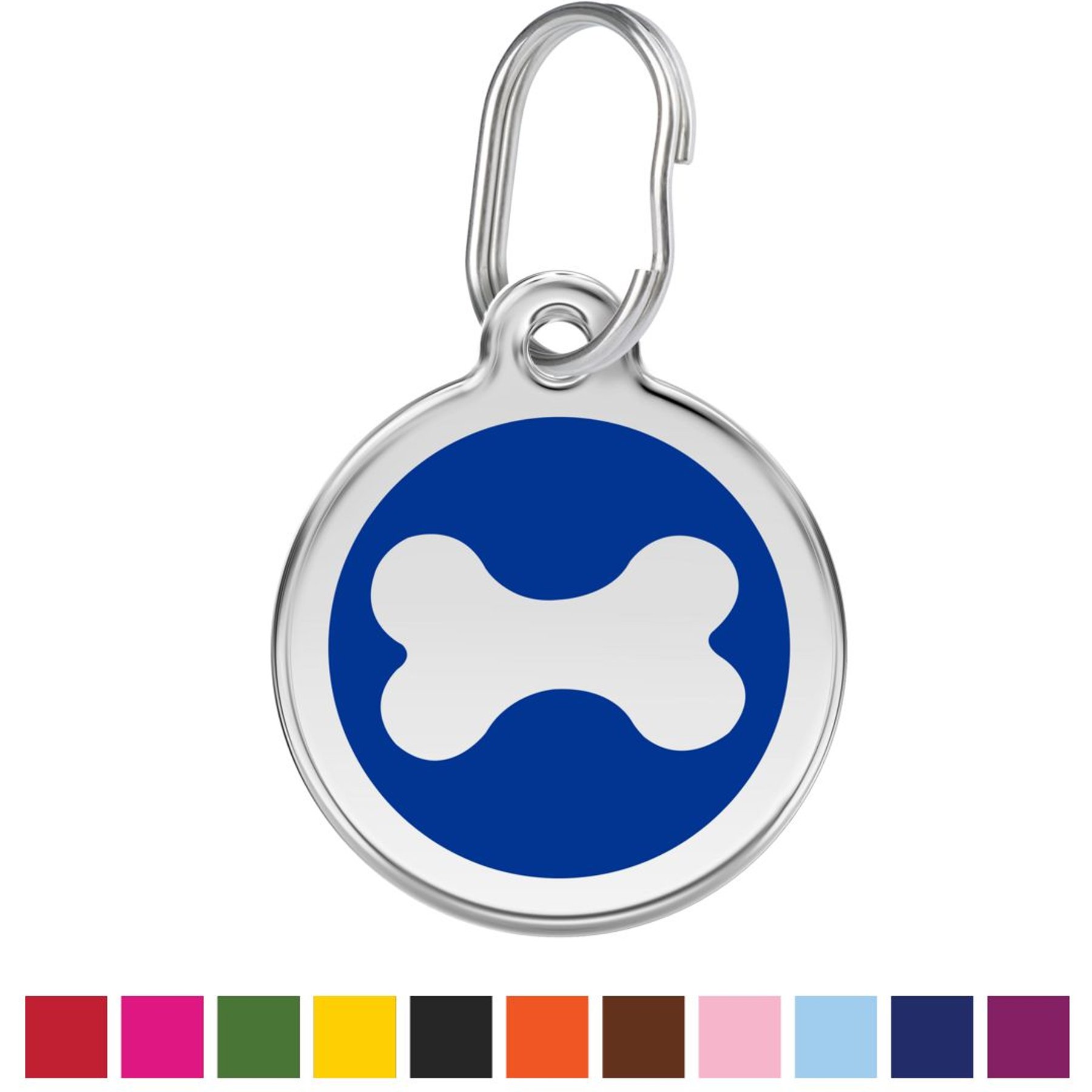 Red Dingo Bone Stainless Steel Personalized Dog ID Tag, Blue, Small