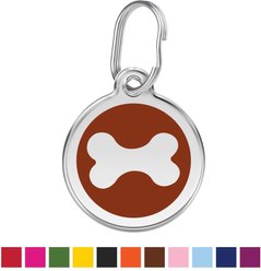 Red Dingo Bone Stainless Steel Personalized Dog ID Tag, Brown, Small