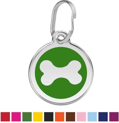 Show full view: Red Dingo Bone Stainless Steel Personalized Dog ID Tag, Green, Small slide 1 of 7