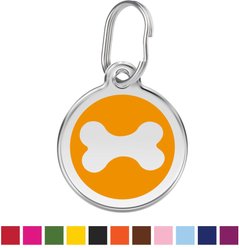 Red Dingo Bone Stainless Steel Personalized Dog ID Tag, Orange, Medium