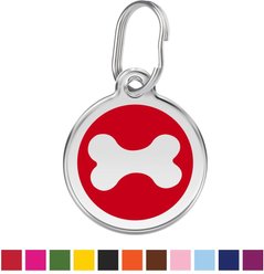 Red Dingo Bone Stainless Steel Personalized Dog ID Tag, Red, Medium