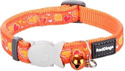 Red Dingo Breezy Love Nylon Breakaway Cat Collar with Bell, Orange, 8 to 12.5-in neck, 1/2-in wide