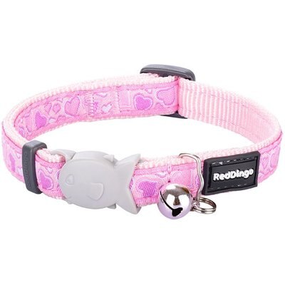 Red Dingo Red Dingo Breezy Love Nylon Breakaway Cat Collar with Bell, Pink, 8 to 12.5-in neck, 1/2-in wide