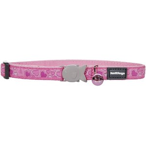 Red Dingo Breezy Love Nylon Breakaway Cat Collar with Bell, Pink, 8 to 12.5-in neck, 1/2-in wide