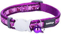 Red Dingo Breezy Love Nylon Breakaway Cat Collar with Bell, Purple, 8 to 12.5-in neck, 1/2-in wide