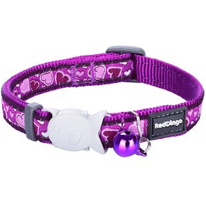 Red Dingo Breezy Love Nylon Breakaway Cat Collar with Bell, Purple, 8 to 12.5-in neck, 1/2-in wide
