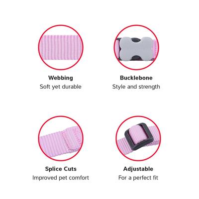 Show full view: Red Dingo Bucklebone Classic Pastel Nylon Dog Collar, Pink, Medium: 12.5 to 18.5-in neck, 4/5-in wide slide 3 of 7