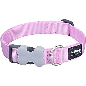 Red Dingo Bucklebone Classic Pastel Nylon Dog Collar, Pink, Small: 9.5 to 14-in neck, 5/8-in wide