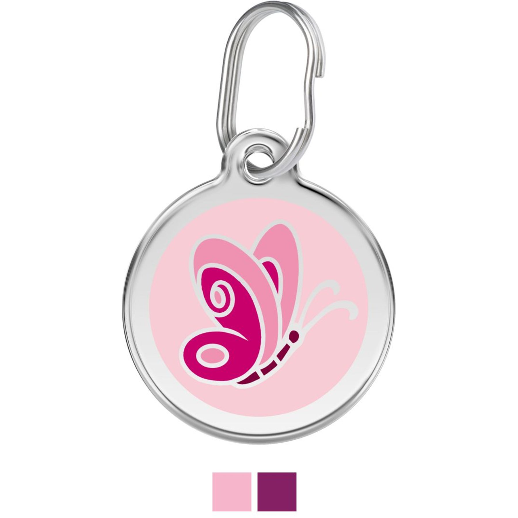 Red Dingo Butterfly Stainless Steel Personalized Dog & Cat ID Tag, Pink, Large