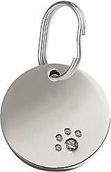 Red Dingo Circle Crystal Diamante Stainless Steel Personalized Dog & Cat ID Tag, Large