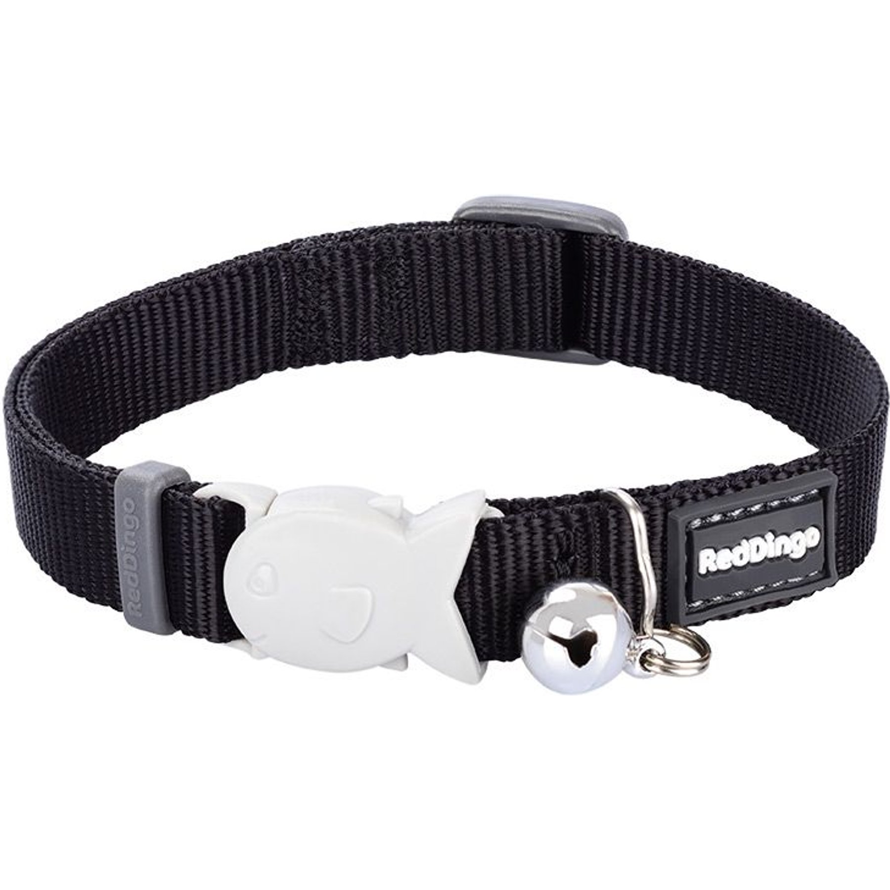 Red Dingo Classic Nylon Breakaway Cat Collar with Bell, Black, 8 to 12.5-in neck, 1/2-in wide