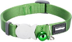 Red Dingo Classic Nylon Breakaway Cat Collar with Bell, Green, 8 to 12.5-in neck, 1/2-in wide