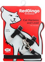 Red Dingo Classic Nylon Cat Harness & Leash, Black, 10.6 to 18.9-in chest