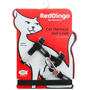 Red Dingo Classic Nylon Cat Harness & Leash, Black, 10.6 to 18.9-in chest