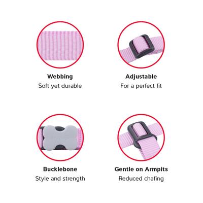 Show full view: Red Dingo Classic Pastel No Pull Dog Harness, Pink, Medium: 9.6 to 14.4-in chest slide 3 of 6