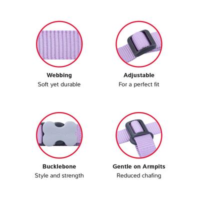 Show full view: Red Dingo Classic Pastel No Pull Dog Harness, Purple, Medium/Large: 12 to 19.2-in chest slide 3 of 6