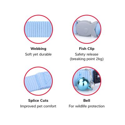 Show full view: Red Dingo Classic Pastel Nylon Breakaway Cat Collar with Bell, 8 to 13-in neck, 1/2-in wide, Blue slide 3 of 6