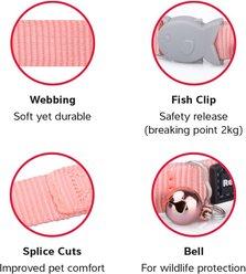 Red Dingo Classic Pastel Nylon Breakaway Cat Collar with Bell, 8 to 13-in neck, 1/2-in wide, Orange slide 2 of 5