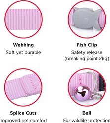 Red Dingo Classic Pastel Nylon Breakaway Cat Collar with Bell, 8 to 13-in neck, 1/2-in wide, Pink slide 2 of 5
