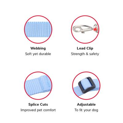 Show full view: Red Dingo Classic Pastel Nylon Dog Leash, Blue, Medium: 6-ft long, 4/5-in wide slide 3 of 7