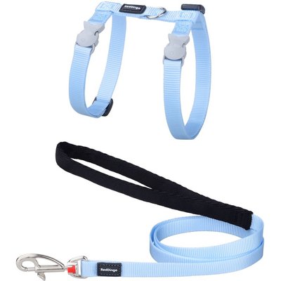 Red Dingo Red Dingo Classic Pastel Reflective Cat Harness & Leash, 4-ft long, 1/2-in wide, Blue