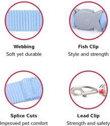 Red Dingo Classic Pastel Reflective Cat Harness & Leash, 4-ft long, 1/2-in wide, Blue slide 2 of 4