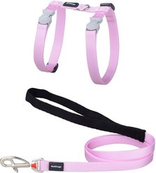 Red Dingo Classic Pastel Reflective Cat Harness & Leash, 4-ft long, 1/2-in wide, Pink