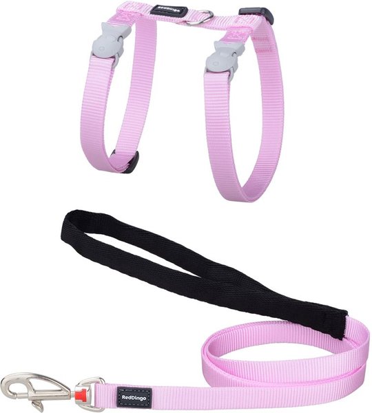 Show full view: Red Dingo Classic Pastel Reflective Cat Harness & Leash, 4-ft long, 1/2-in wide, Pink slide 1 of 5