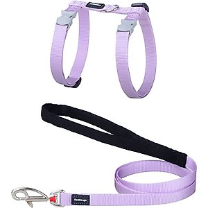 Red Dingo Classic Pastel Reflective Cat Harness & Leash, 4-ft long, 1/2-in wide, Purple